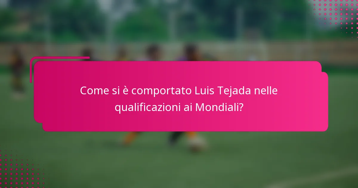 Come si è comportato Luis Tejada nelle qualificazioni ai Mondiali?