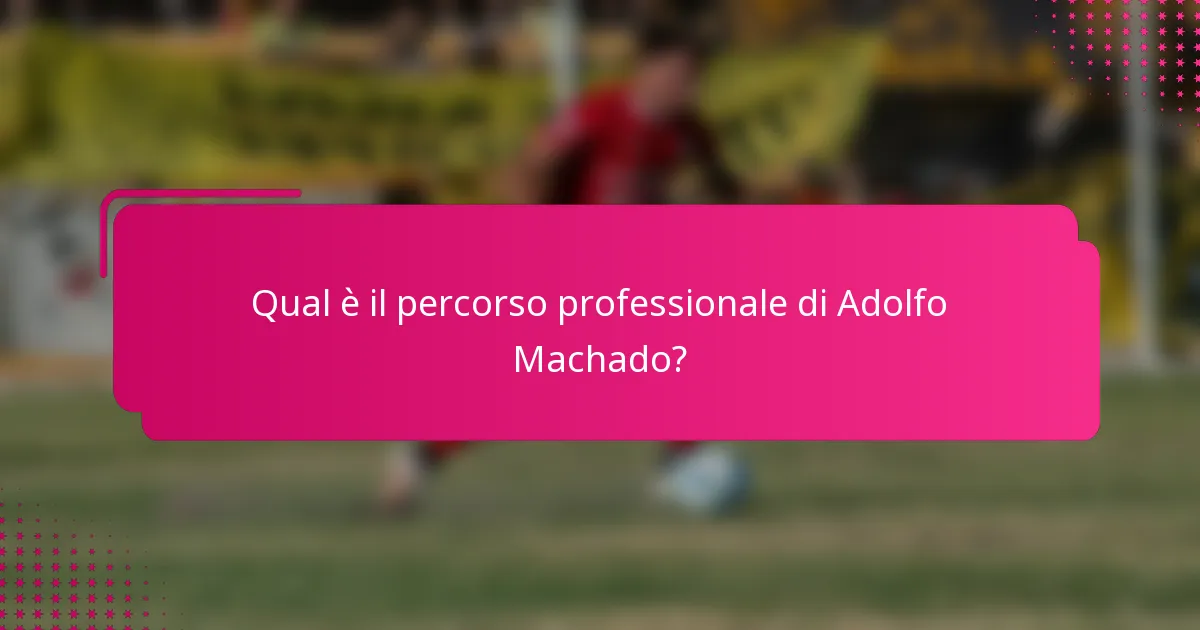 Qual è il percorso professionale di Adolfo Machado?