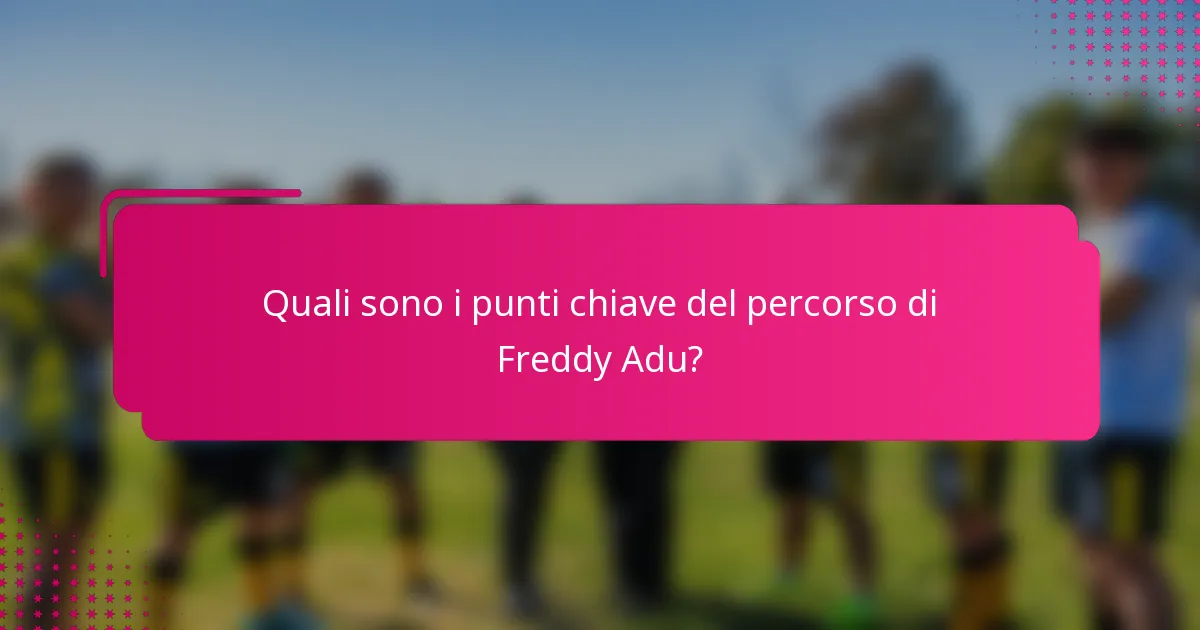 Quali sono i punti chiave del percorso di Freddy Adu?