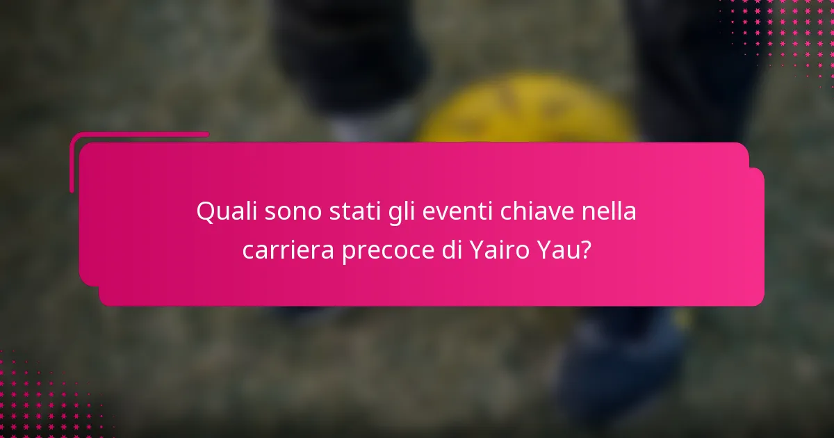 Quali sono stati gli eventi chiave nella carriera precoce di Yairo Yau?