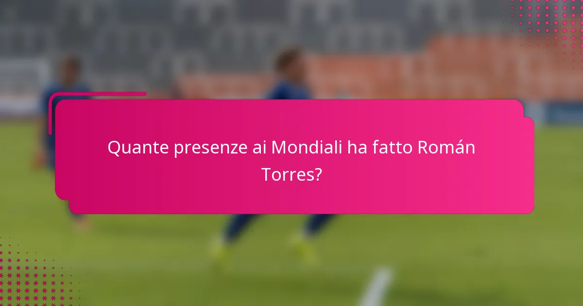 Quante presenze ai Mondiali ha fatto Román Torres?